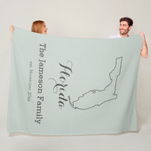 Florida state map outline family personalised fleece blanket