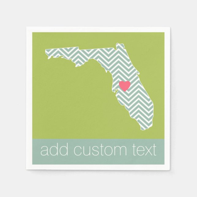 Florida State Map Outline with Custom Heart & Text Napkin (Front)