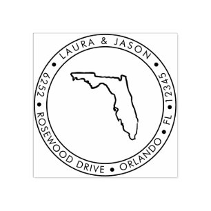 Florida State Map Return Address Wood Art Stamp