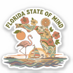 Florida State of Mind Retro Flamingo Sailboat Gift