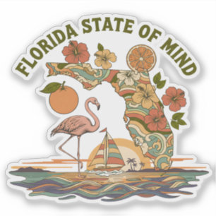 Florida State of Mind Retro Flamingo Sailboat Gift