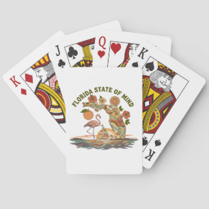 Florida State of Mind Retro Flamingo Sailboat Gift Playing Cards