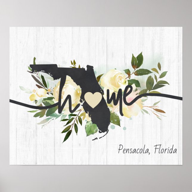 Florida State Personalised Your Home City Rustic Poster (Front)