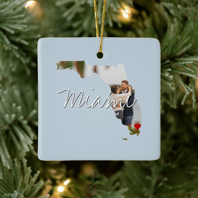 Florida State Photo insert and town name Ceramic Ornament (Tree)