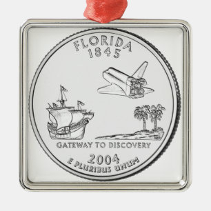 Florida State Quarter Metal Ornament