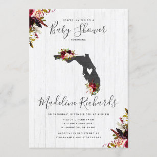 Florida State Rustic Baby Shower Invitation