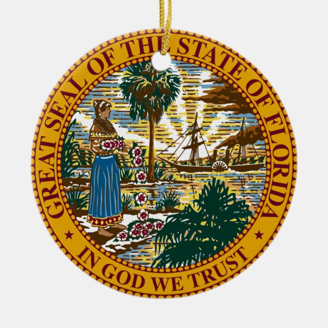 Florida State Seal Ceramic Tree Decoration (Front)