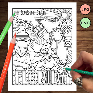 florida state shape and facts colouring page