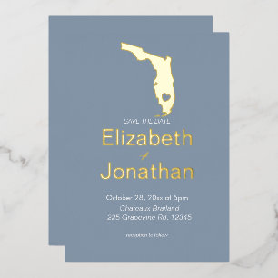 Florida State Silhouette Destination Wedding Gold