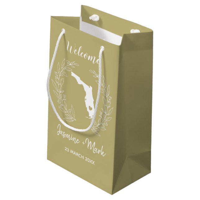 Florida State Silhouette Wedding Anniversary  Small Gift Bag (Back Angled)