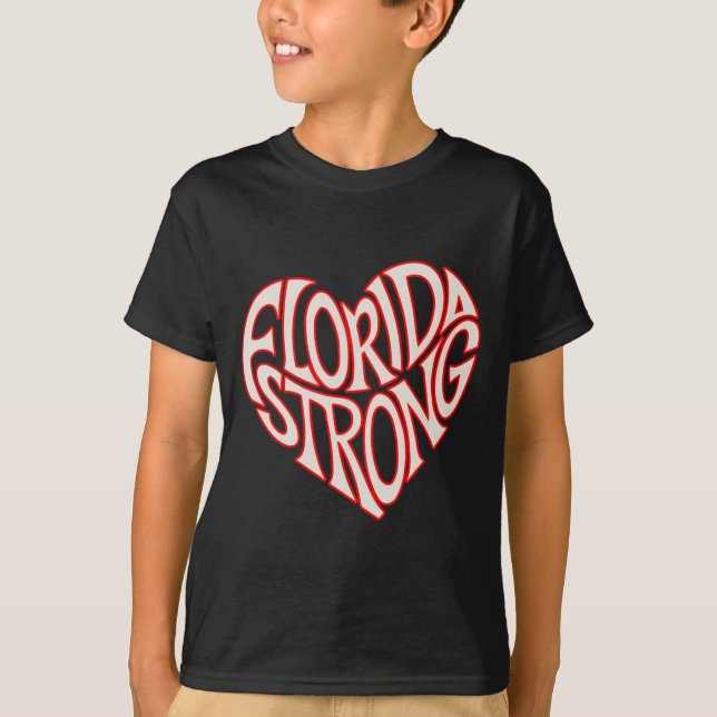 Florida Strong Heart State Pride Tygraphy T Shirt  (Front)