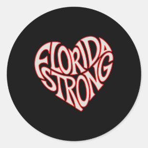 Florida Strong Heart State Pride Typography  Classic Round Sticker