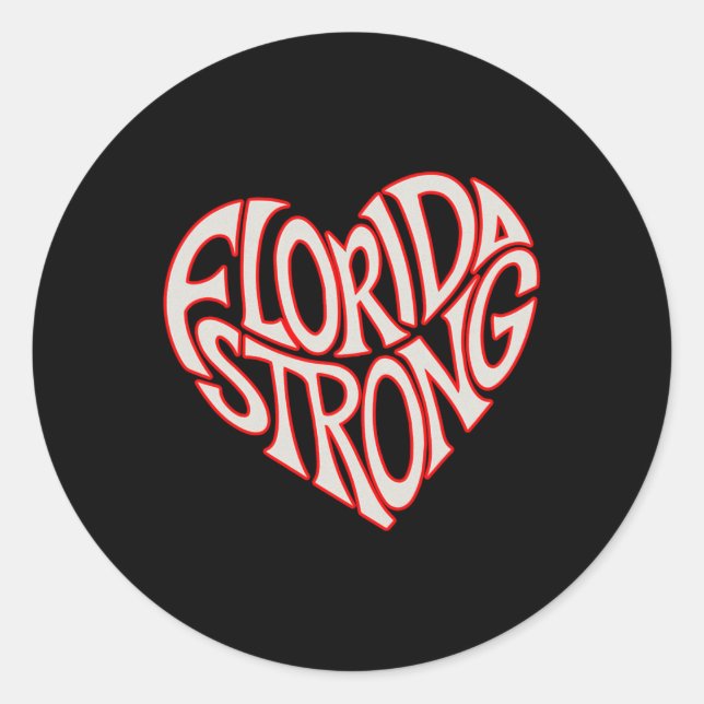 Florida Strong Heart State Pride Typography  Classic Round Sticker (Front)