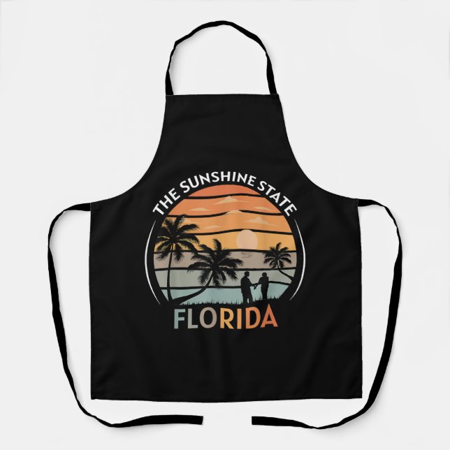 Florida Summer Beach Vintage Sunset Apron (Front)