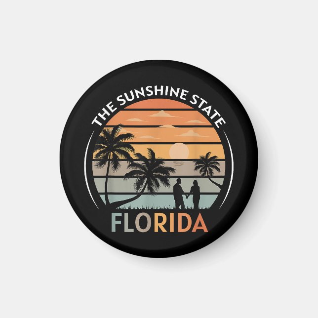 Florida Summer Beach Vintage Sunset Magnet (Front)