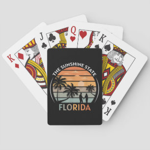 Florida Summer Beach Vintage Sunset Playing Cards