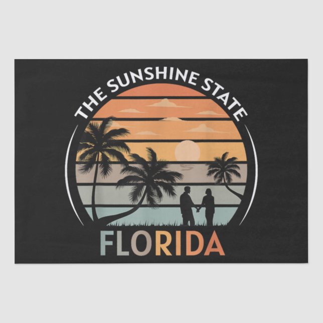 Florida Summer Beach Vintage Sunset Tissue Paper (Front)