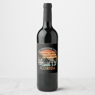 Florida Summer Beach Vintage Sunset Wine Label