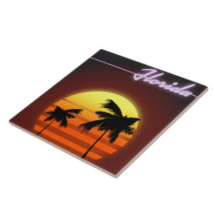 Florida Sunset 1984 poster Ceramic Tile