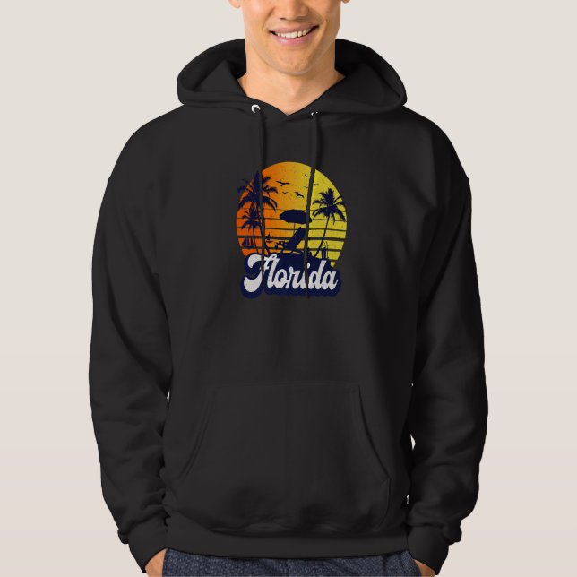 Florida Sunset Beach Retro Premium Hoodie (Front)