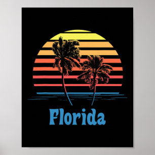 Florida Sunset Palm Trees Beach Vacation Poster