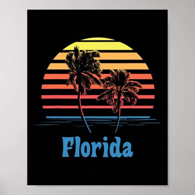 Florida Sunset Palm Trees Beach Vacation  Poster (Front)