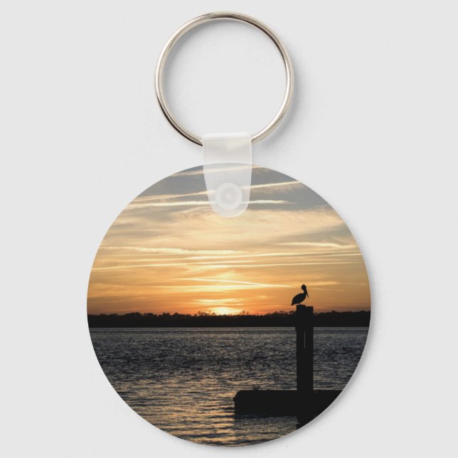 Florida Sunset with Pelican Key Ring (Front)
