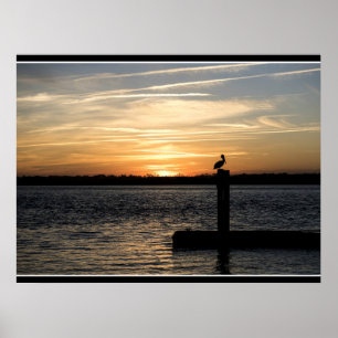 Florida Sunset with Pelican Poster