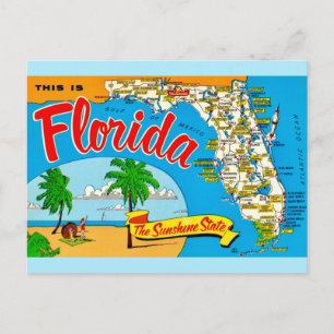 Florida Sunshine Map Postcard
