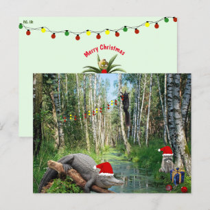 Florida Swamp Gator and Wildlife Christmas  Holiday Postcard