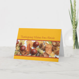 Florida thanksgiving wishes foliage border holiday card