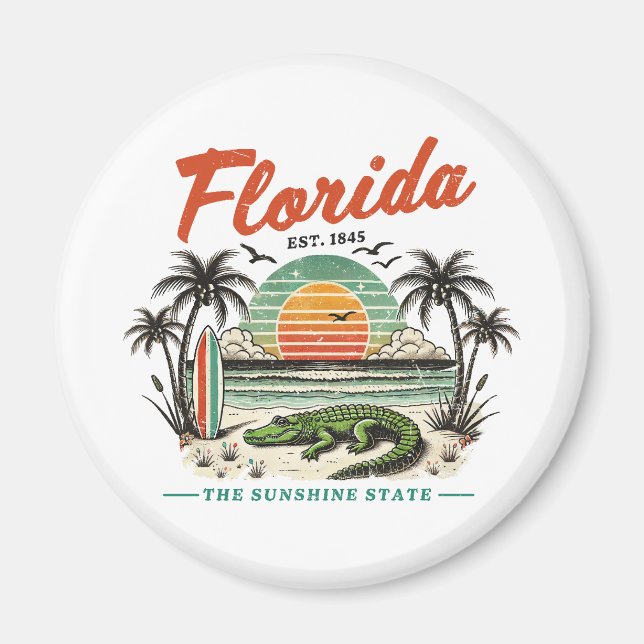 Florida, The Sunshine State – Sunset Beach Scene Magnet (Front)