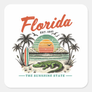 Florida, The Sunshine State – Sunset Beach Scene Square Sticker