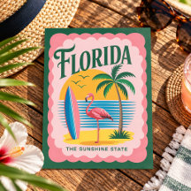 Florida The Sunshine State Vintage Flamingo Beach