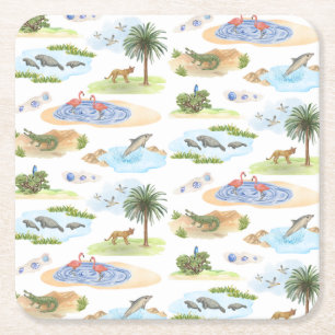 Florida Toile Coaster (Original Colours)