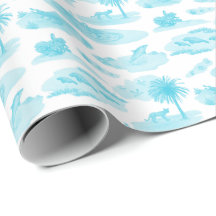 Florida Toile (Turquoise) Wrapping Paper