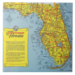Florida Tourist Map Ceramic Tile