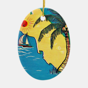 Florida Tropical Beach Ceramic Ornament