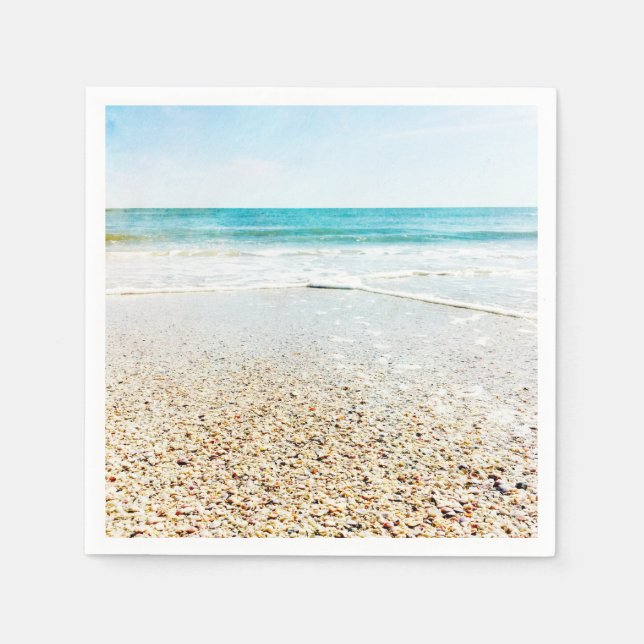 Florida Tropical Beach Sand Ocean Waves Sea Shells Napkin (Front)
