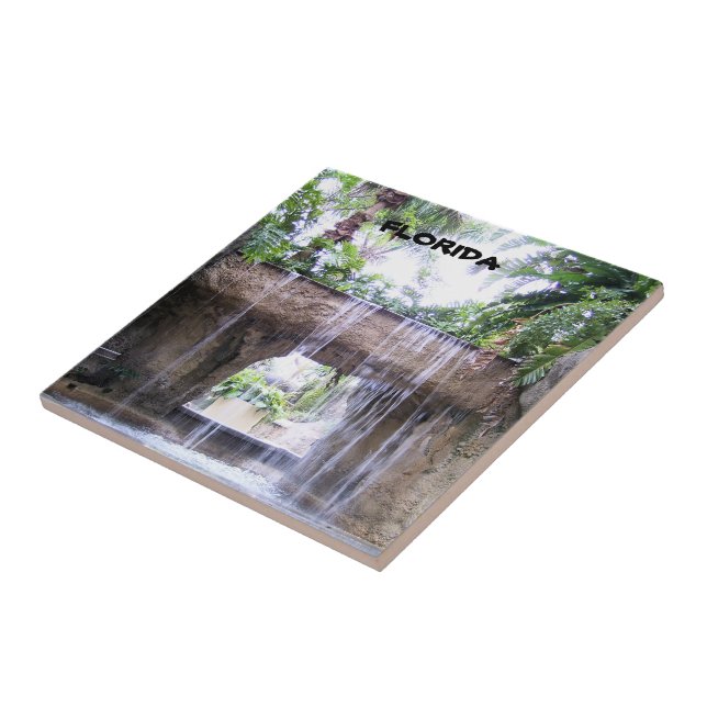 Florida Tropical Waterfall Garden Scene Tile (Side)