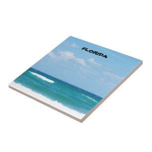 Florida Turquoise Ocean Waves Scene Ceramic Tile