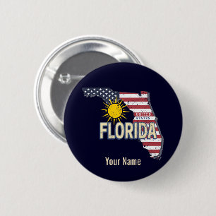 Florida United States Retro Map Vintage USA 6 Cm Round Badge