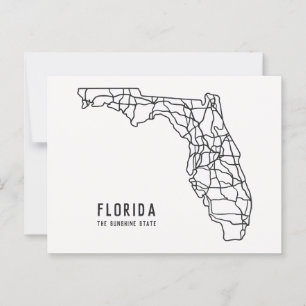 Florida US State road map - Sunshine State map Postcard