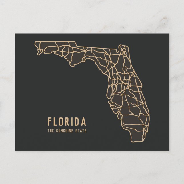 Florida US State road map - Sunshine State map Postcard (Front)