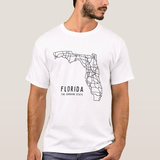 Florida US State road map - Sunshine State T-Shirt (Front)