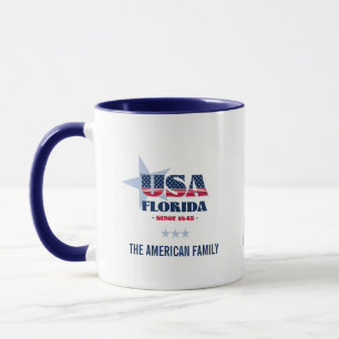 Florida USA 1845 Blue Star Personalised Mug