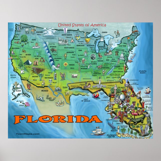 Florida USA Map Poster (Front)