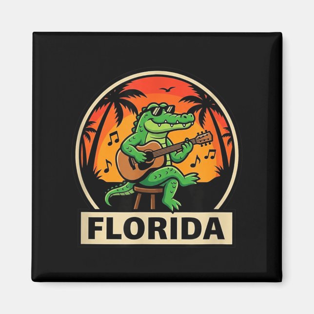 Florida Vacation Alligator Design with Retro Magnet (Front)