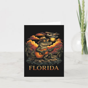 Florida Vacation Cute Alligator Playing Guitar Card