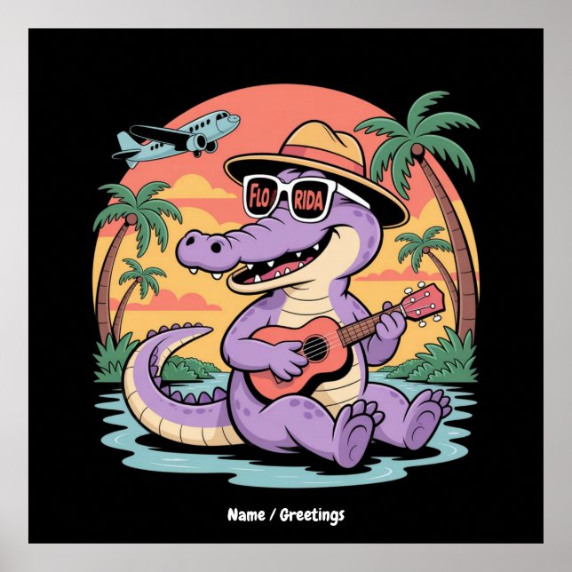 Florida Vacation Cute Cool Summer Alligator Funny Poster (Front)